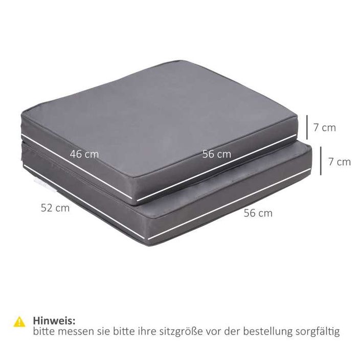 Комплект от 2 възглавници за седалки, 56 x 52 см