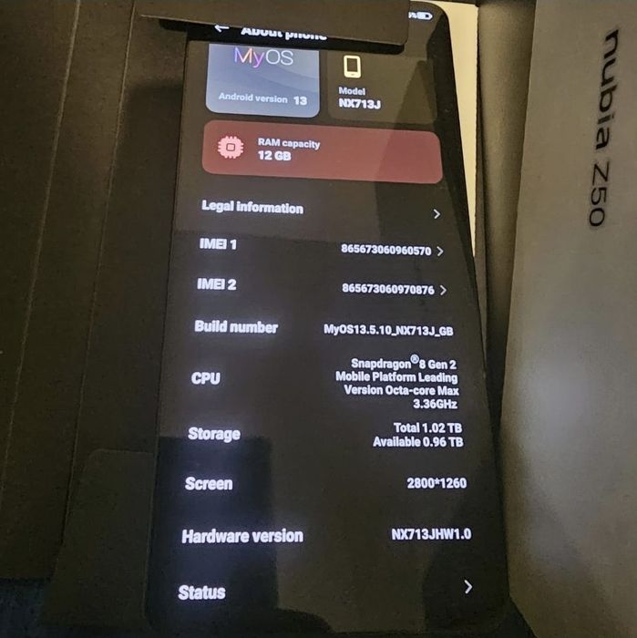 Vand /Schimb Zte nubia 50s Pro 5G, impecabil,12gb/1 tb , la cutie !