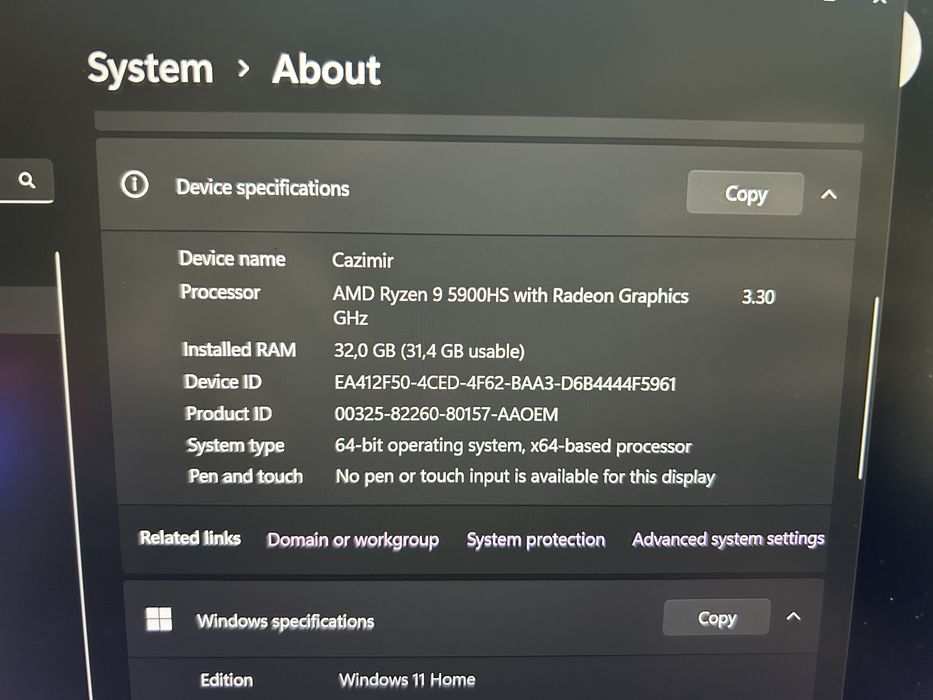 Laptop Asus  Gaming rog zephyrus G14 32 Gb ram