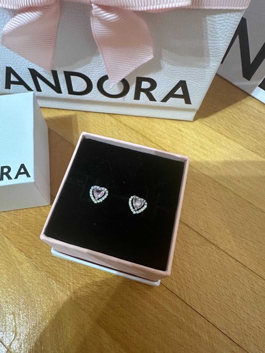 Cercei Pandora inima roz argint