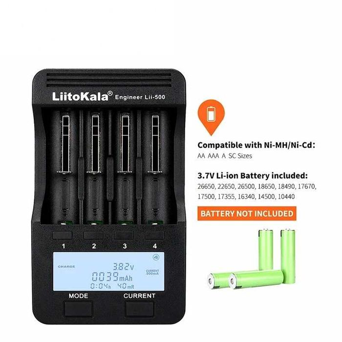 Incarcator inteligent Liitokala pt 4 acumulatori 18650 AA AAA 26650