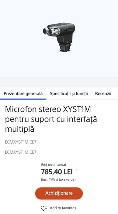 Microfon Stereo SONY ECM XYST1M, ca nou.