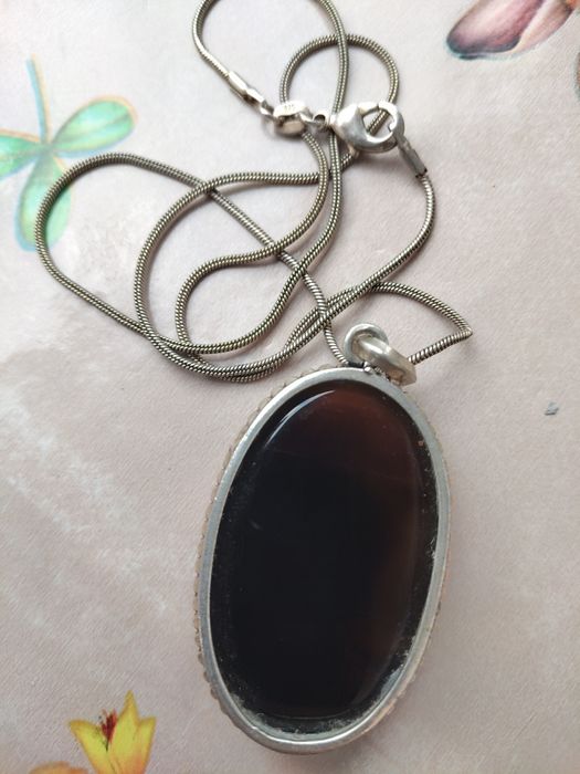 Lănțic din argint cu medalion onix