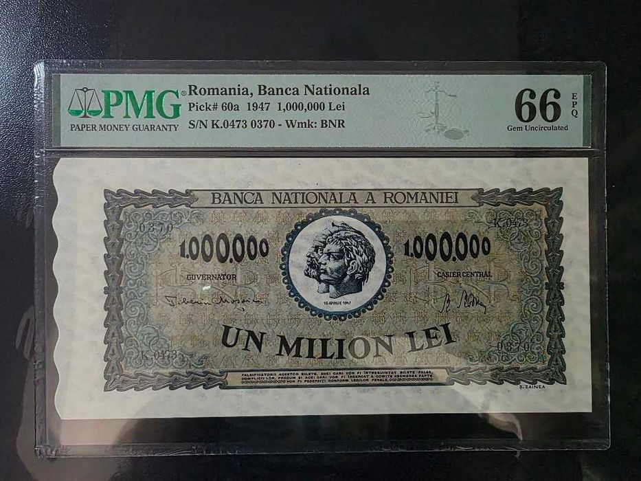 bancnota 1.000.000 lei 1947 in grad PMG 66 EPQ