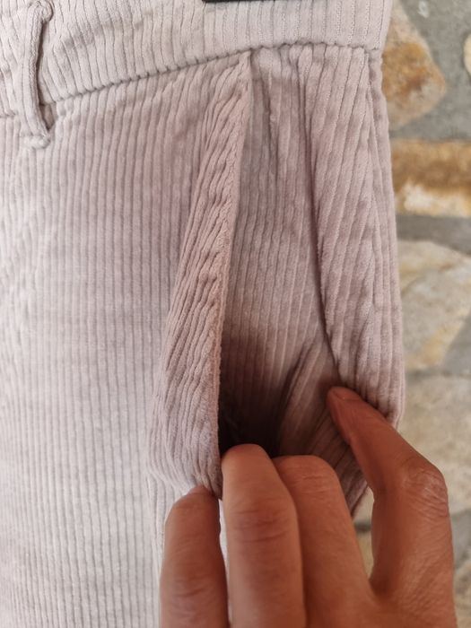 Pantaloni catifea wide leg, cu talie înaltă