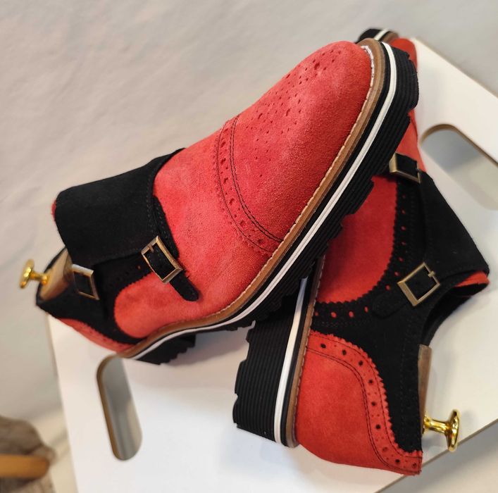 Pantofi monk 42 42.5 43 de lux Girotti NOI lucrati manual piele natura