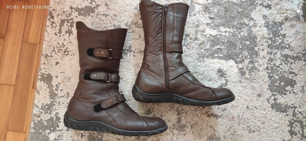 Дамски боти, тъмнокафяви, естествена кожа, 37