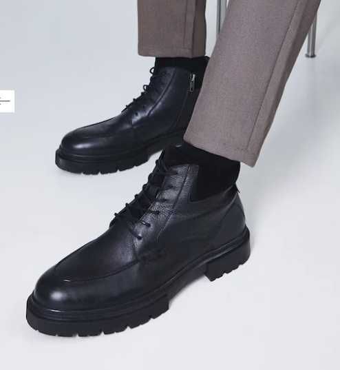 Ghete lace up 44 split toe Massimo Dutti NOI piele naturala negru