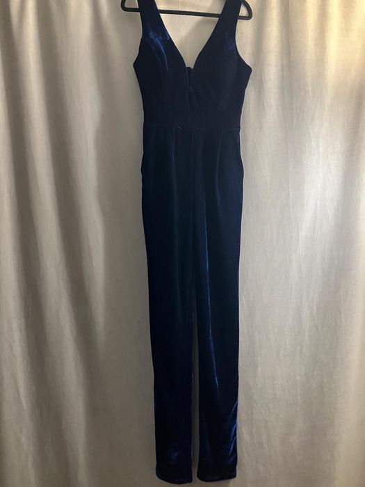 Salopeta din catifea albastra