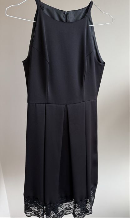 Миди черна рокля с дантела - размер S/M