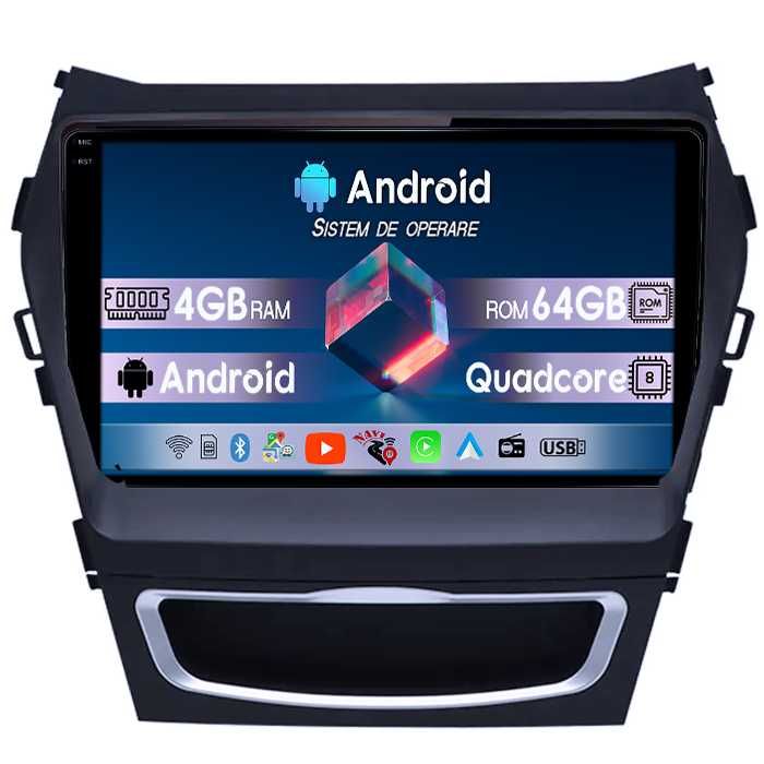 Navigatie 9'', 4GB RAM/64GB ROM, Hyundai Santa Fe 2012, Android 14