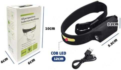 Сензорен LED челник-лента,панорамен,USB зареждане, спорт,туризъм