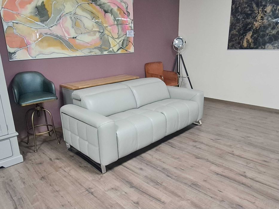 Сив кожен диван тройка "Marvella"