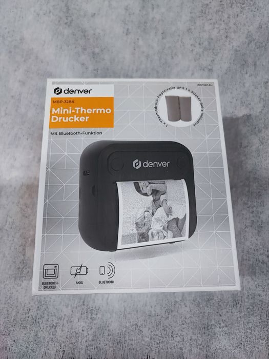 Mini imprimantă termică portabilă Denver Bluetoth 5.0 poze și stickere