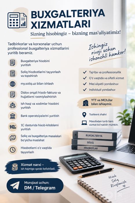 Buxgalteriya xizmatlari arzon narxlarda