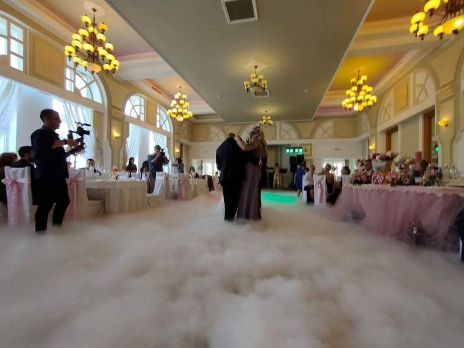 Fum greu, porumbei, gheata carbonica, dj . Etc