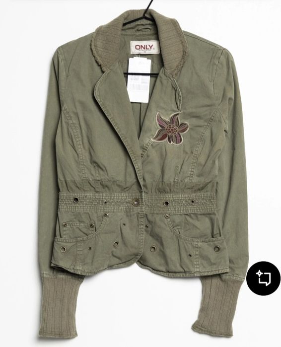 Vintage ONLY Y2K military blazer | цветочная вышивка