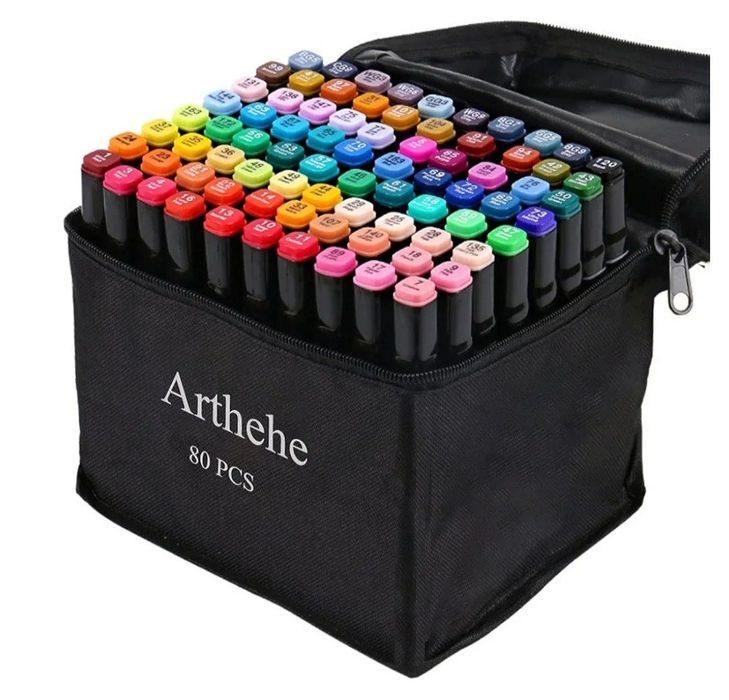 Набор из 80 цветных маркеров, перманентные маркеры для рисования