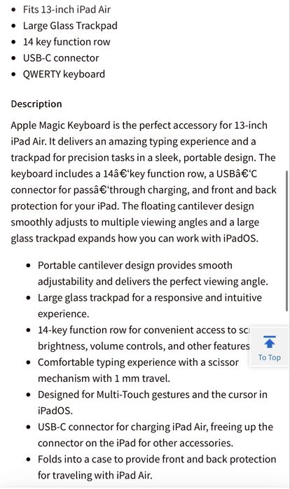 Tastatura Apple Magic Keyboard pentru iPad Air 13, English - Black