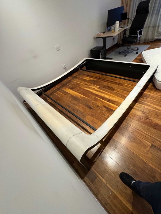 Pat 180 piele alba + somiera