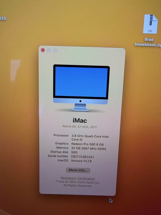 Imac Retina 5K 27 inch 2017 i5