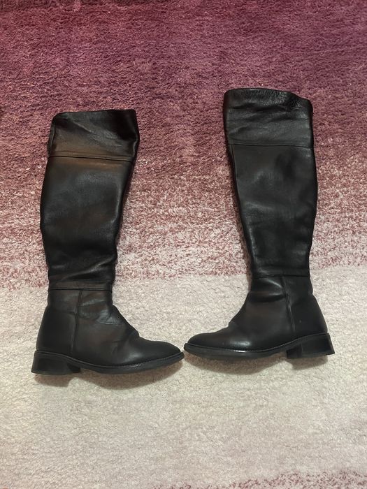 Cizme peste genunchi cambrate imblanite piele naturala 36