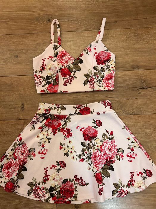 Флорален комплект бледо розово xs/s