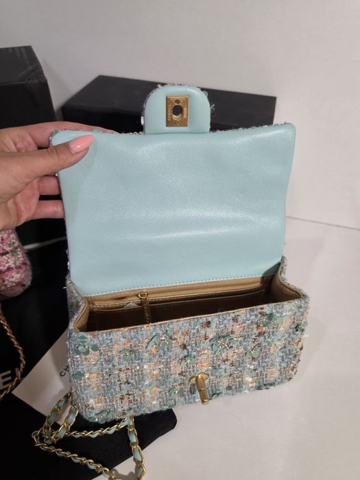 Дамска чантa Chanel Tweed Pearl Crush Flap Bag