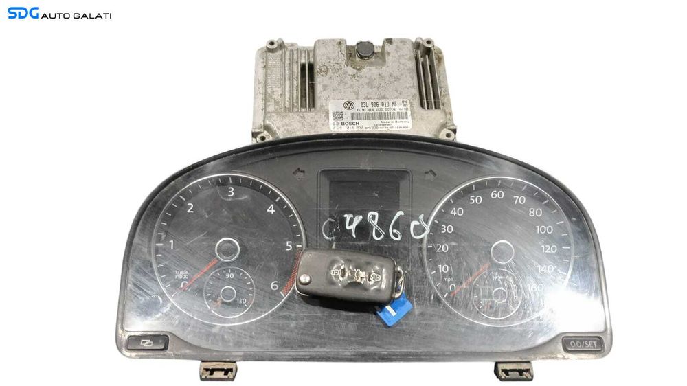 Kit Pornire ECU Calculator Motor cu Cip Cheie si Ceas Ceasuri Bord Volkswagen Caddy 3 2.0 TDI CFHC 2011 - 2015 Cod 03L906018NF 0281018030 [M8700]