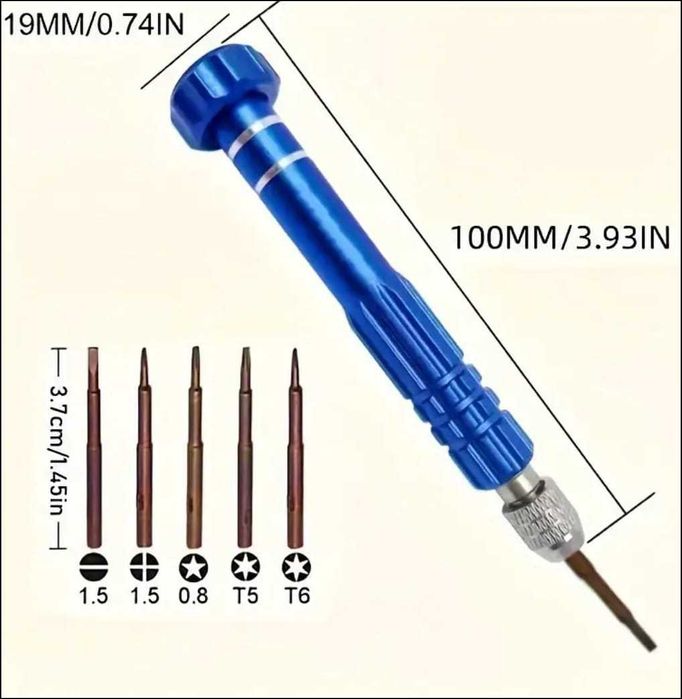 Мини Отвертка с 4 насадками