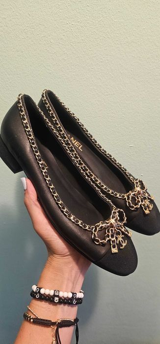 Balerini cu lat Chanel piele naturala stoc 37 38