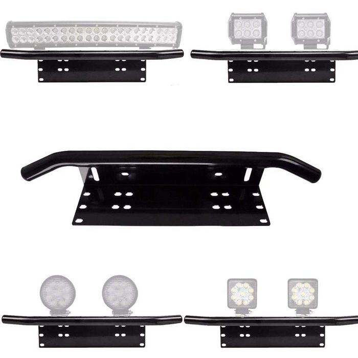 Метална стойка за LED бар/Халоген и регистрационен номер - Черна.