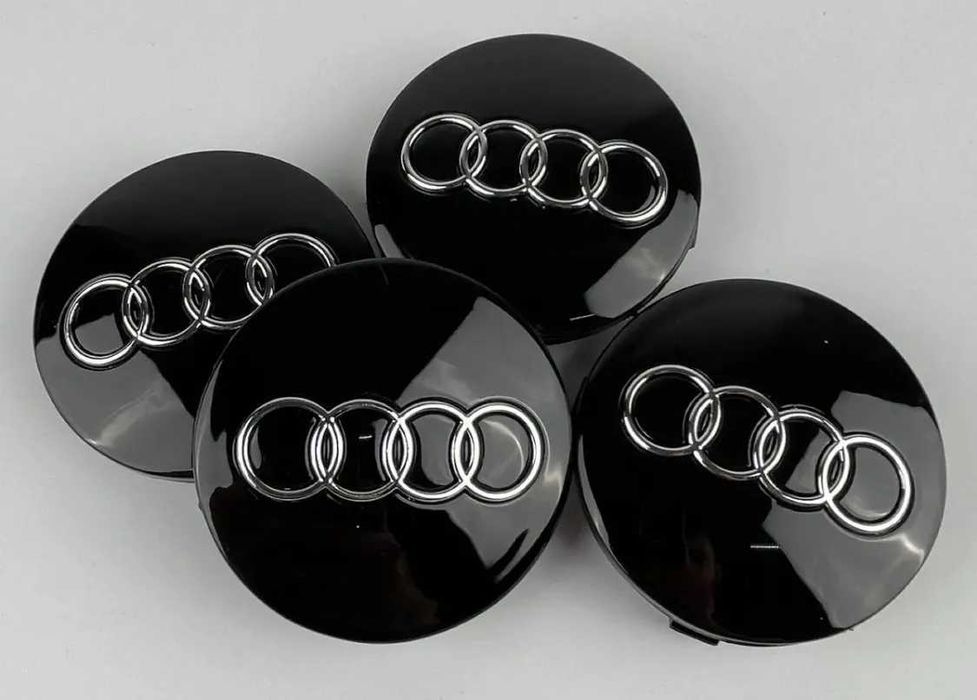 Set 4 Embleme Capace Jante Audi 60mm / 68mm Capacele Roti Negru / Gri