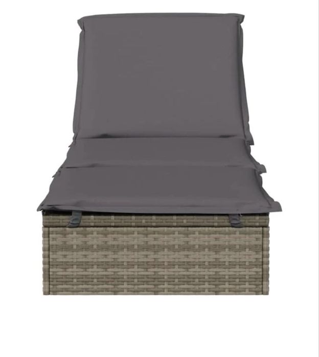 vidaXL Șezlong cu pernă, 1 buc., gri, 201x55x62 cm, poliratan