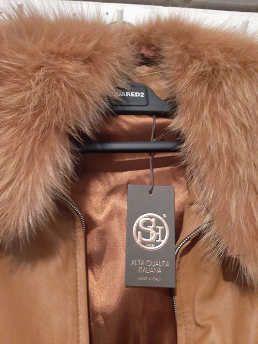 Jacheta  piele cu blană vulpe