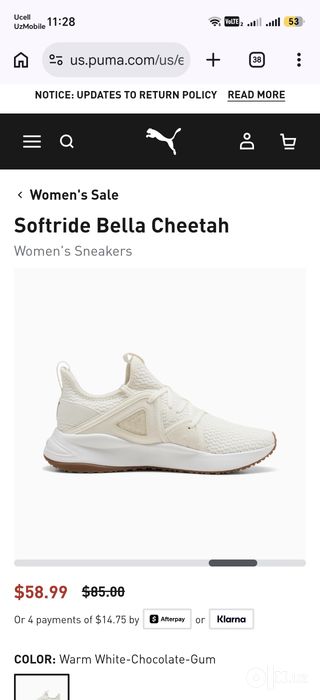 Женские кроссовки PUMA Softride Bella Cheetah, размер 38.5