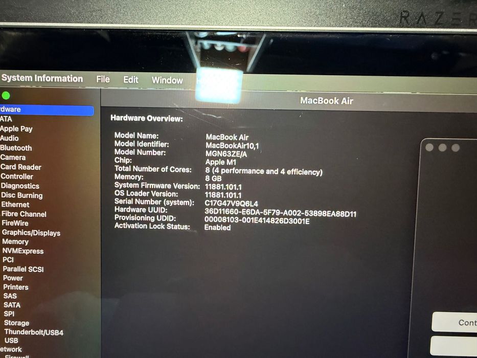 MacBook Air M1 8 RAM 256 HDD