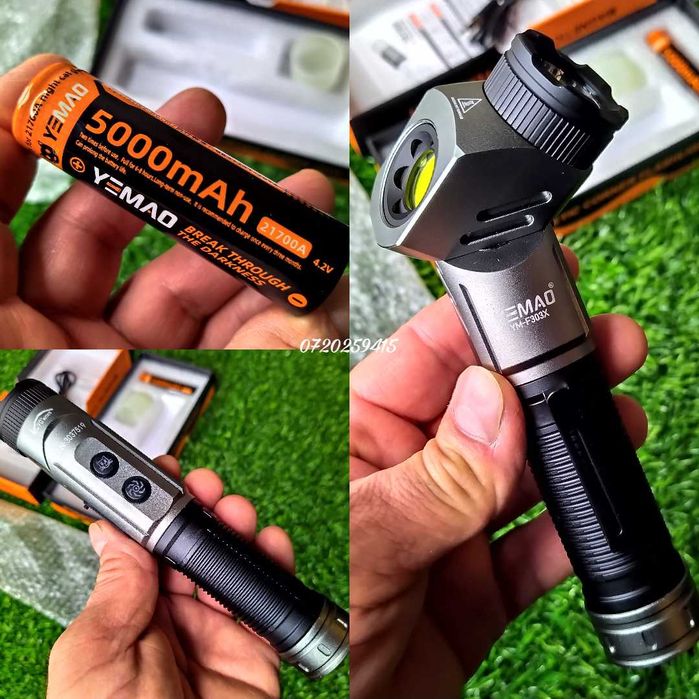 Lanternă profesională YEMAO SST40 – USB-C, magnetică, super puternică