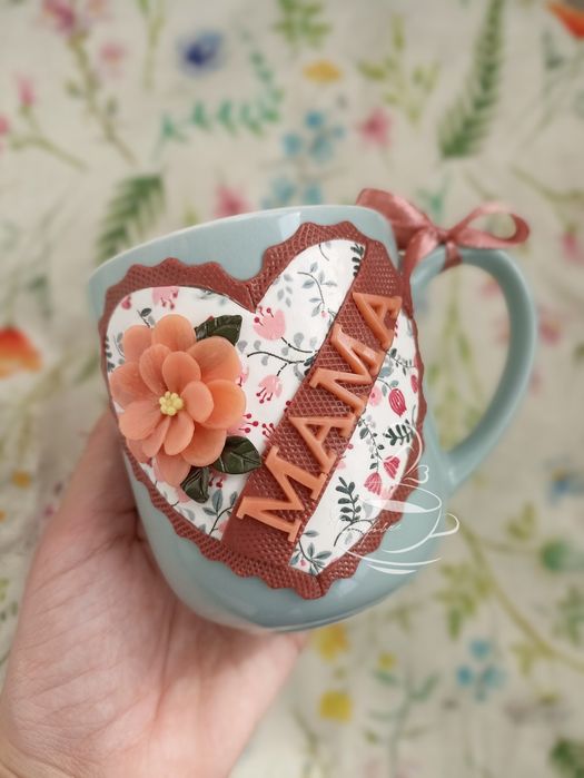 Чаши с полимерна глина Сърце С обич/Мама/За теб