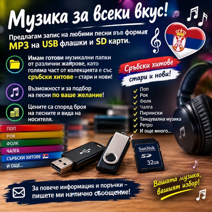 USB/SD флашка и памет карти с Песни