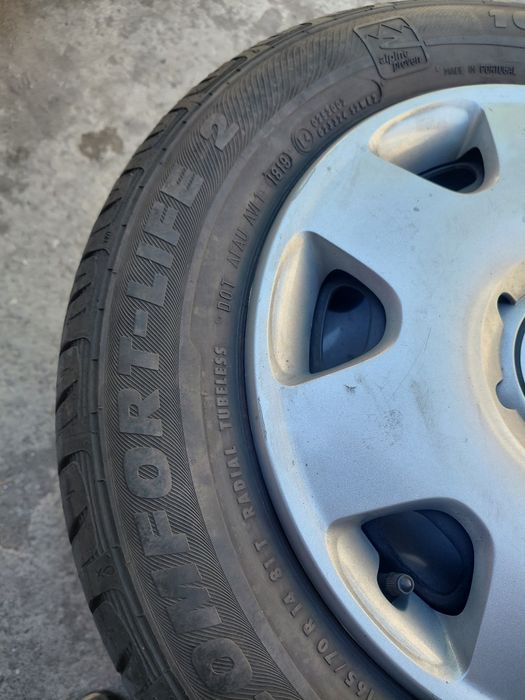 VW Polo  5×100-14" Жл.джанти с гуми+тасове