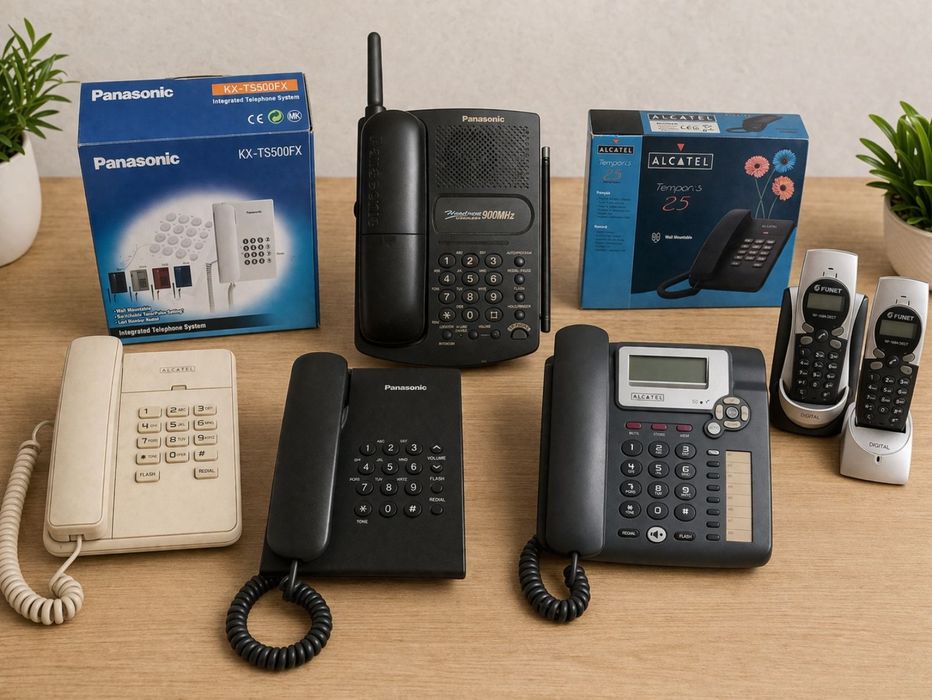 Стационарни телефони Panasonic, Alcatel, Funet