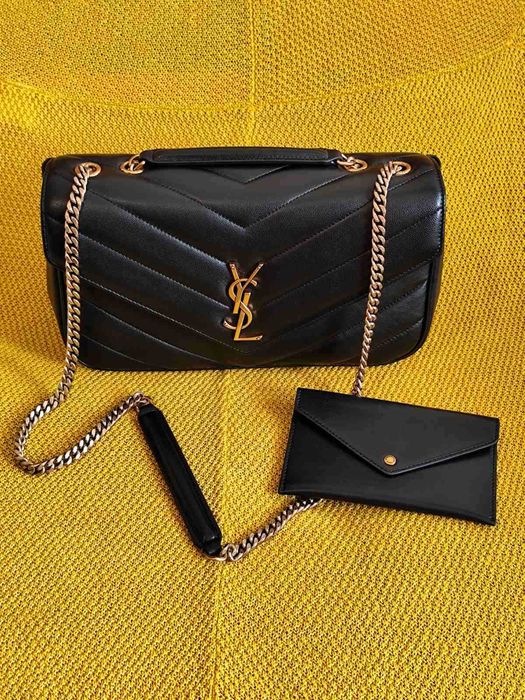 Yves Saint Laurent YSL Чанта с верижка от мека агнешка кожа
