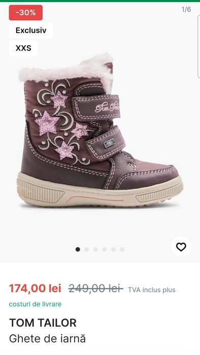 Ghetuțe iarnă Tom Tailor, noi, mărimea 19.