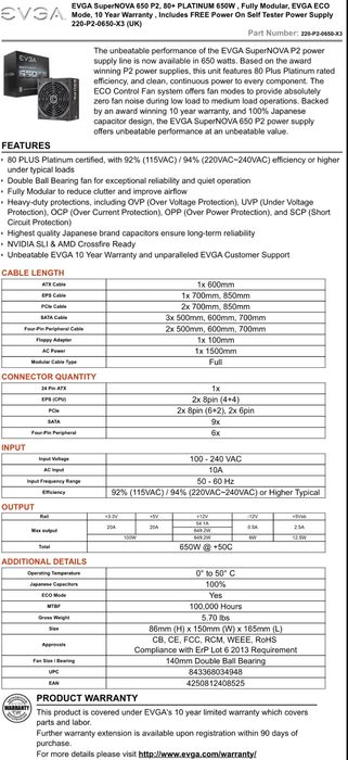 Sursa modulara platinum Evga
