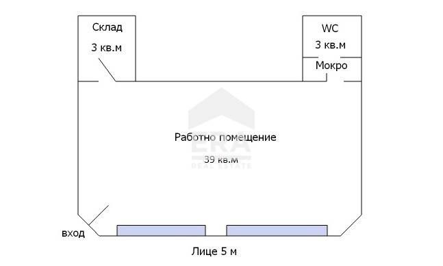 Партерен офис под наем, с лице 5 м, в тухлена жилищна сграда, в района