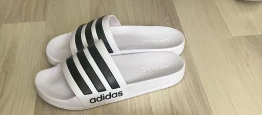 Slapi adidas, marime 40 1/2, alb, negru