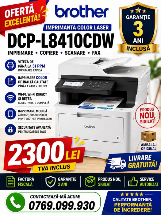 Brother DCP-L8410CDW | Produs nou, sigilat | Livrare gratuită