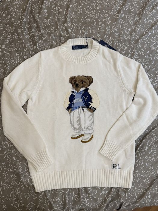 Pulover Polo Ralph Lauren din bumbac, tricotat, cu Polo Bear – mărimea S