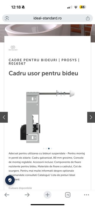 Suport cadru bideu suspendat IdealCasa